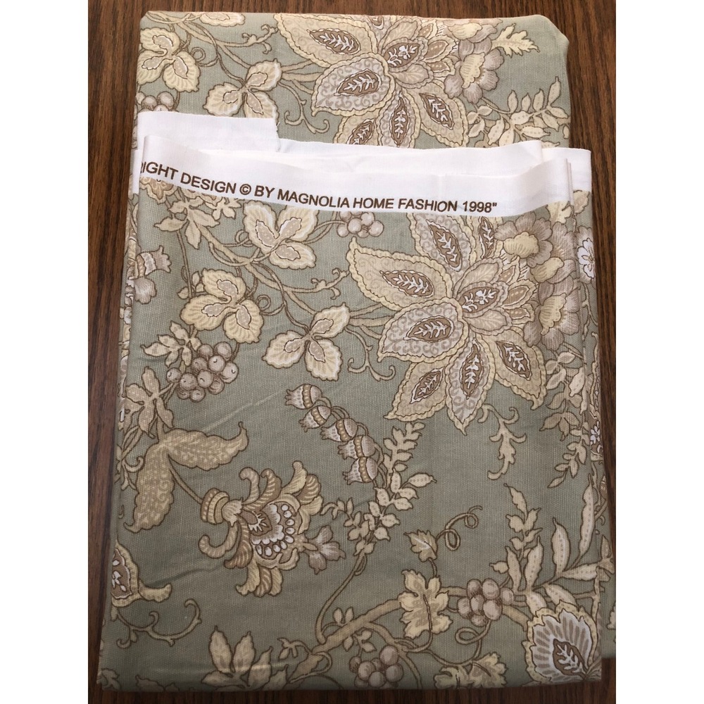 Magnolia Home Fashion 1998 Floral Paisley Fabric Remnant Sage Beige 56x66